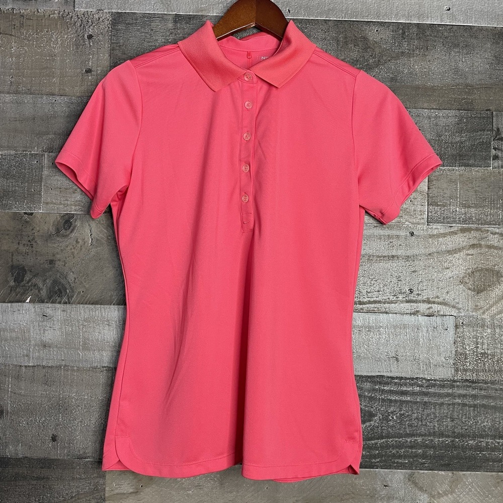 Nike Golf Tour Performance Dry-fit Polo Womens Size M Pink Stretch Short Sleeve